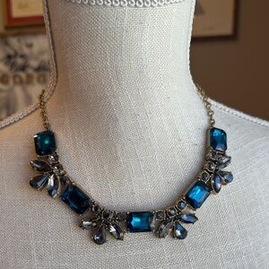 Like New! J. CREW Teal Blue and Gold Gemstone Necklace